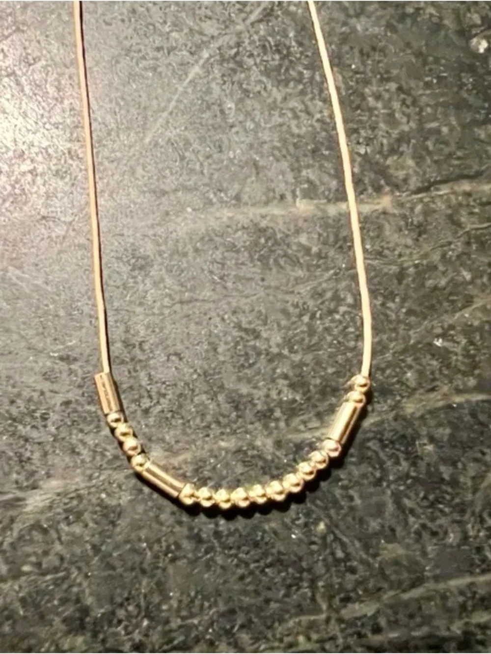 Gold Beaded Bar Necklace - Women Jewelry